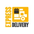 Express delivery logo design template, black and yellow vector Illustration on a white background Royalty Free Stock Photo