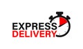 Express delivery logo with timer icon. Stopwatch fast delivery for apps and website. Shipping time sign, vector isolated