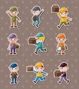 Express delivery people stickers Royalty Free Stock Photo