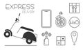 Express delivery ride motorcycle icon symbol set