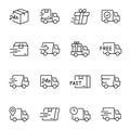 Express delivery service linear vector icons set