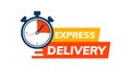 Express delivery service logo. Fast time delivery order with stopwatch. Quick shipping delivery icon Royalty Free Stock Photo