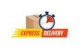 Express delivery service logo. Fast time delivery order with stopwatch. Quick shipping delivery icon Royalty Free Stock Photo