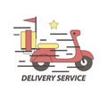 Express delivery food service scooter vector icon