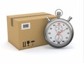 Express delivery. Stopwatch and package Royalty Free Stock Photo