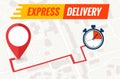 Express Delivery Vector Concept - Fast Shipping Route on Map Illustration Royalty Free Stock Photo