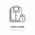 Express dry cleaning icon, laundry line logo. Flat sign for launderette service. Logotype for clothing cleaning business