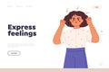 Express feelings concept of landing page with angry small girl scream. Child in tantrum aggressive Royalty Free Stock Photo