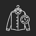 Express laundry chalk white icon on black background. Clothes quick washing, dry cleaning, delivery service. Fast