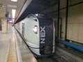 Express train Nex from Narita Airport to Tokyo, Japan Royalty Free Stock Photo