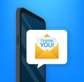 Expressing Thanks with a Smartphone Notification Vector - A vibrant design depicting a thank you message popping up on a Royalty Free Stock Photo