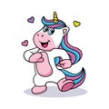 Expression of a cute cartoon unicorn with full confidence