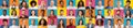 Expression of emotions concept. Collage of multiethnic group of people showing their feelings over bright backgrounds Royalty Free Stock Photo