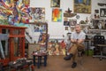 Expressionist artist in his art studio