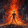 Expressionist Skeleton In Flames: Uhd Image Of Taylor Swift-inspired Conceptual Art
