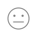 Expressionless emoji line icon. Emotionless, indifferent face symbol.