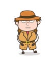 Expressionless Face - Female Explorer Scientist Cartoon Vector