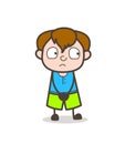 Expressionless Sad Face - Cute Cartoon Boy Illustration