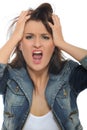 Expressions.Young attractive woman screaming Royalty Free Stock Photo