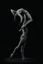 Expressive, artistic man and woman , ballet dancers making sensual, passionate performance, dancing. Black and white