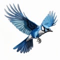 Expressive Blue Jay Illustration With Wings Extended In Travis Charest Style Royalty Free Stock Photo