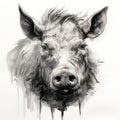 Expressive Boar Sketch In Haenraets Style - Commission For Drip Painting Royalty Free Stock Photo