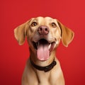 Expressive Canine Charm: Labrador's Grin Shines Against Blank Canvas