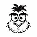 Expressive cartoon bird face with glasses and a prominent beard