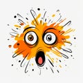 Expressive Cartoon Face With Paint Splash - Whimsical Character Design