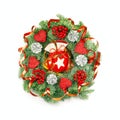 Expressive Christmas Wreath on White Royalty Free Stock Photo