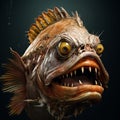 Expressive 3d Fish Monster Concept Art With Dynamic Facial Expressions