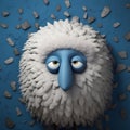 Expressive 3d Sheep Figurine With Blue Feathers And Playful Caricature