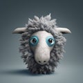 Expressive 3d Sheep Head Render With Blue Feathers And Painted Eyes Royalty Free Stock Photo