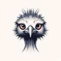 Expressive Emu Head Illustration In Vintage Minimalist Style