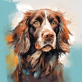 Expressive English Springer Spaniel Painting In Impressionist Style By Cyril Rolando