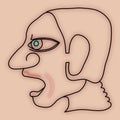 Expressive face profile of human head