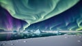 An Expressive Image Of A Large Aurora Bore With Icebergs In The Foreground AI Generative