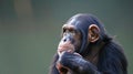 expressive image whit chimpanzee monkey at zoo . Generative Ai