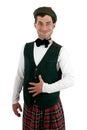 Expressive man in Scottish costume. Royalty Free Stock Photo