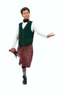 Expressive man in Scottish costume. Royalty Free Stock Photo