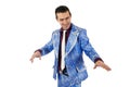 Expressive man in stage costume. Royalty Free Stock Photo