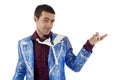 Expressive man in stage costume. Royalty Free Stock Photo
