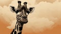 Expressive Manga Style Giraffe With Clouds In 8k Resolution