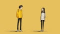Expressive Manga Style Illustration Of Two People In Dark Yellow Realistic Scenes