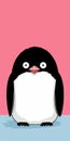 Expressive Manga Style Penguin Portrait On Pink Background