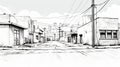 Expressive Manga Style Sketch Of Distressed Urban Street