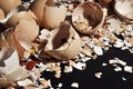 Messy mix of empty shattered egg shells Royalty Free Stock Photo