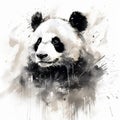 Expressive Panda Bear Painting In Black And White