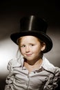 Expressive preschooler girl portrait in harcourt vintage style