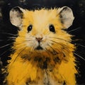 Expressive Realism: Yellow Hamster Painting On Display In Ingrid Baars Style